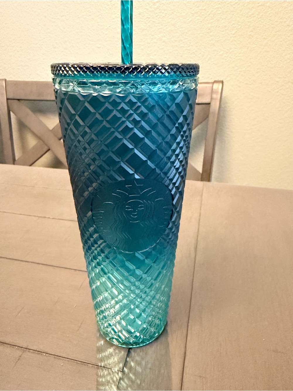 Starbucks Teal to Aqua Ombre Studded Tumbler with Straw